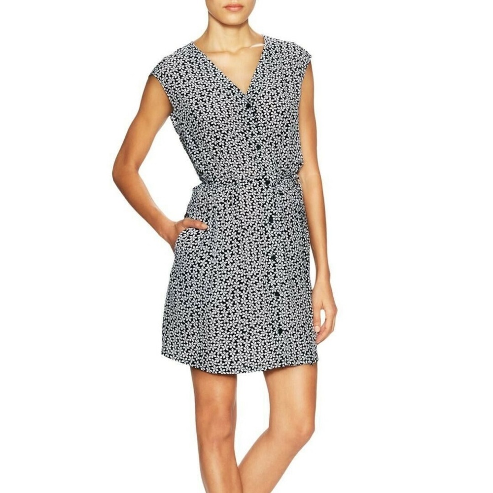 DVF Floral Check Silk Button Down Shirt Dress EUC